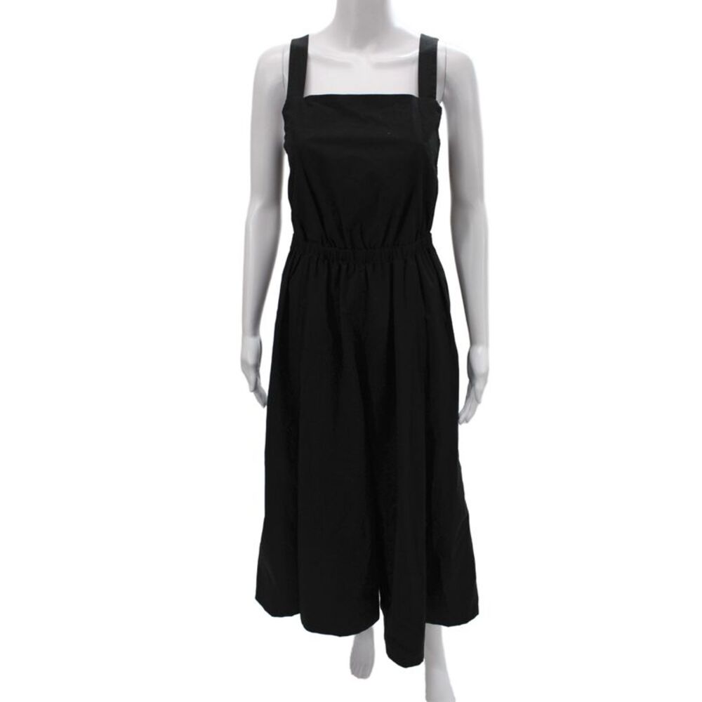 COS Womens Black Sleeveless Jumpsuit Square Neck Tie Waist Cotton Size 6
